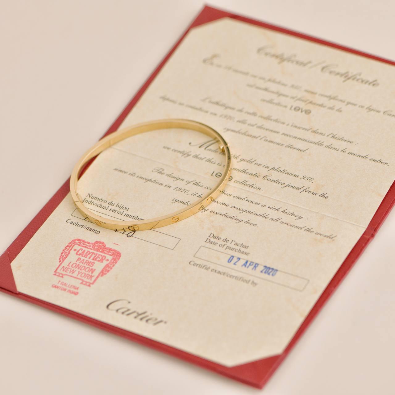 Cartier Love 18K Gelbgold-Armband, Modell Größe 18 im Zustand „Hervorragend“ in Banbury, GB