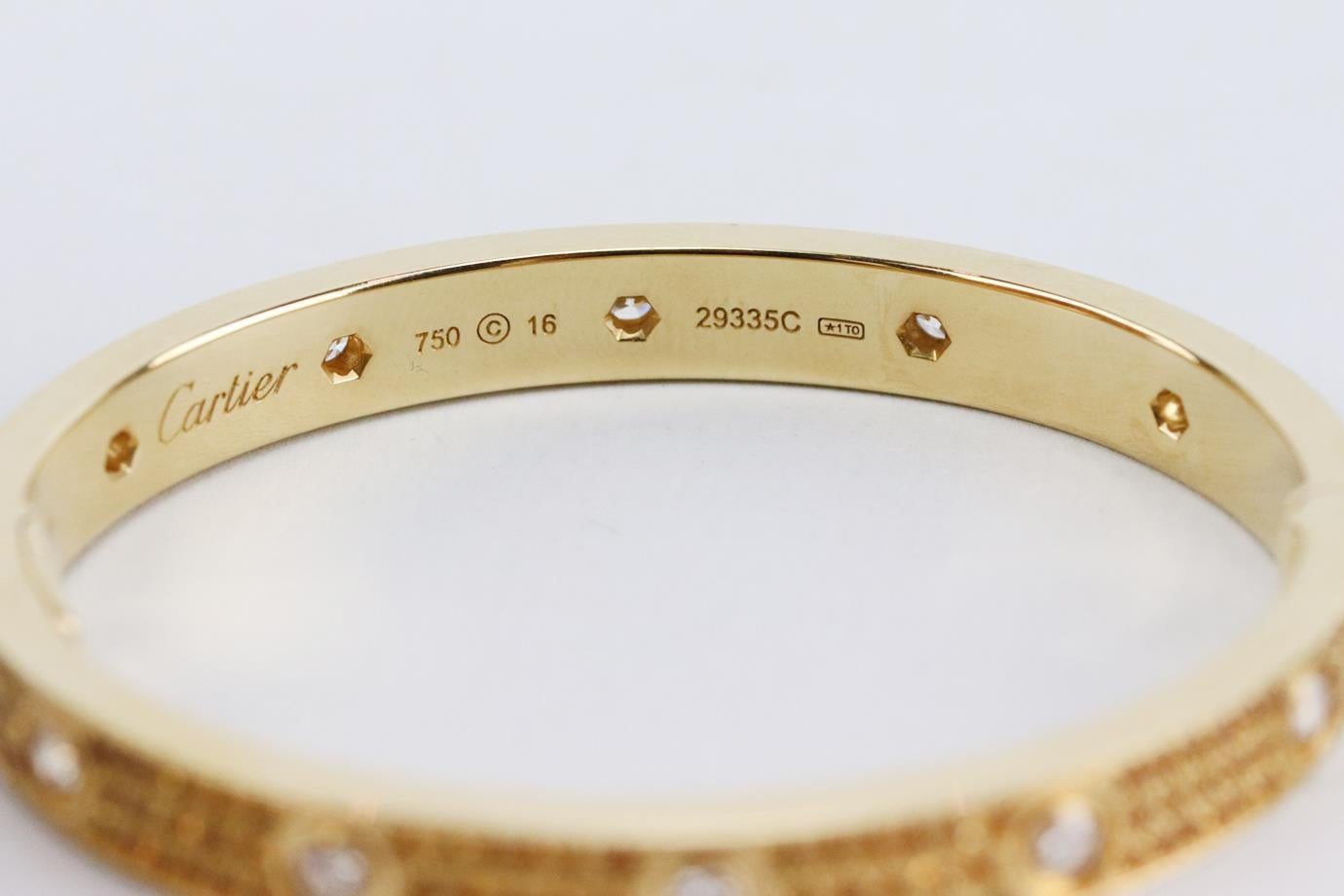 Cartier Love 18K Yellow Gold, Diamond And Spessartite Garnet Bracelet 16 CM In Excellent Condition For Sale In London, GB