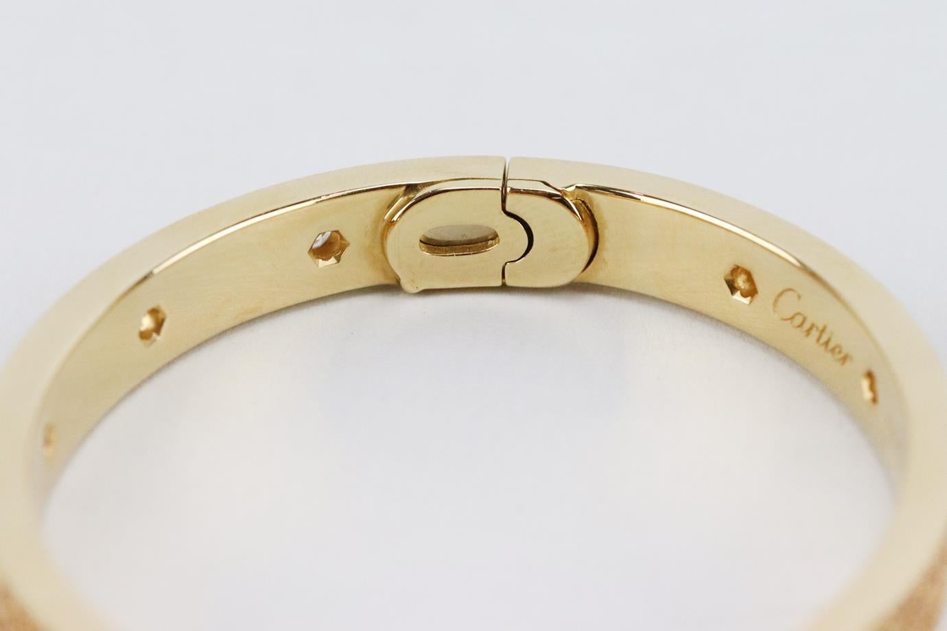 Women's Cartier Love 18K Yellow Gold, Diamond And Spessartite Garnet Bracelet 16 CM For Sale