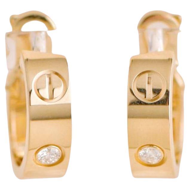 Cartier LOVE 18K Yellow Gold Diamond Earrings For Sale