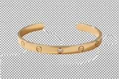 Cartier LOVE 18K Yellow Gold Diamond Open Cuff Bracelet