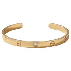 Cartier LOVE 18K Yellow Gold Diamond Open Cuff Bracelet