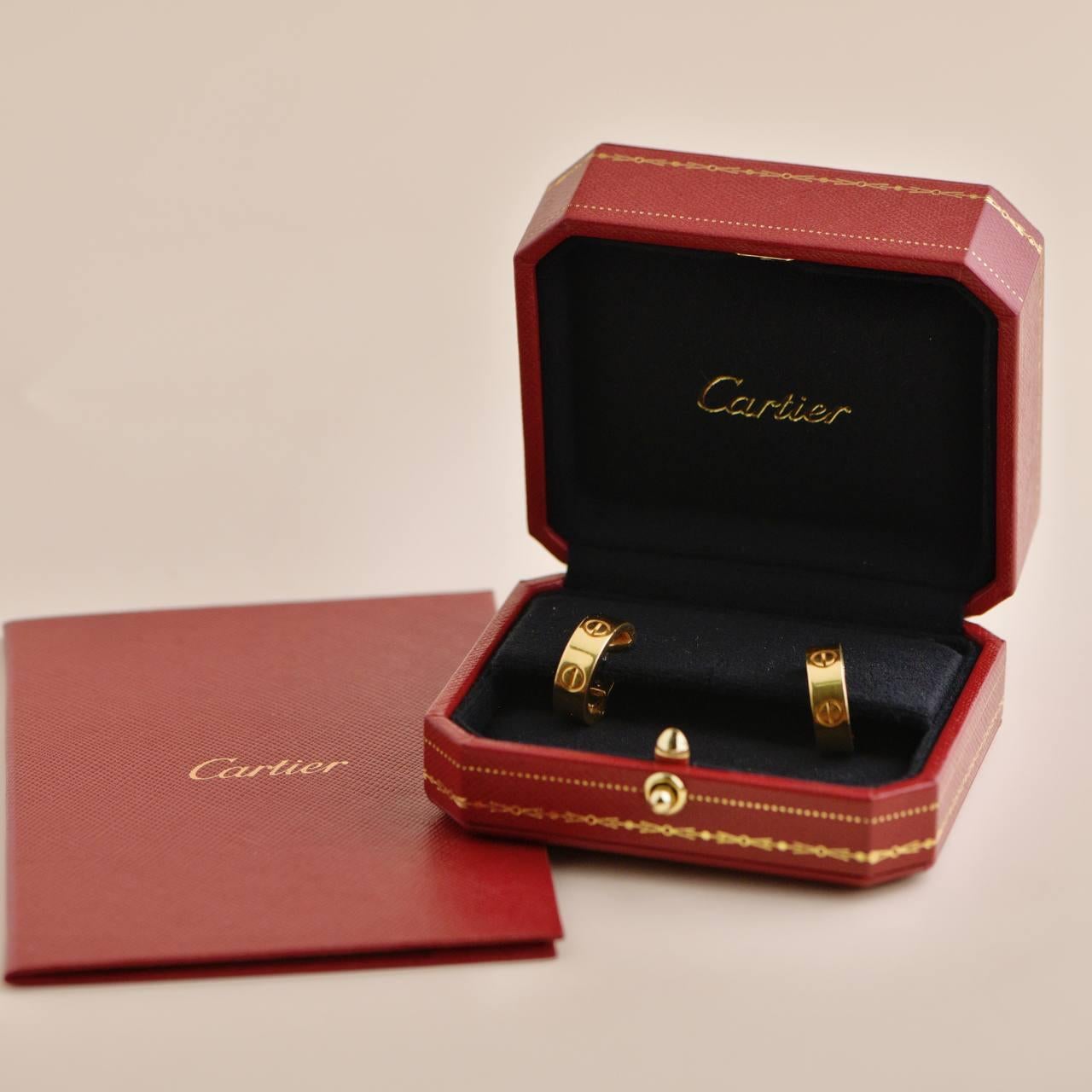 Women's or Men's Cartier Love 18K Yellow Gold Earrings