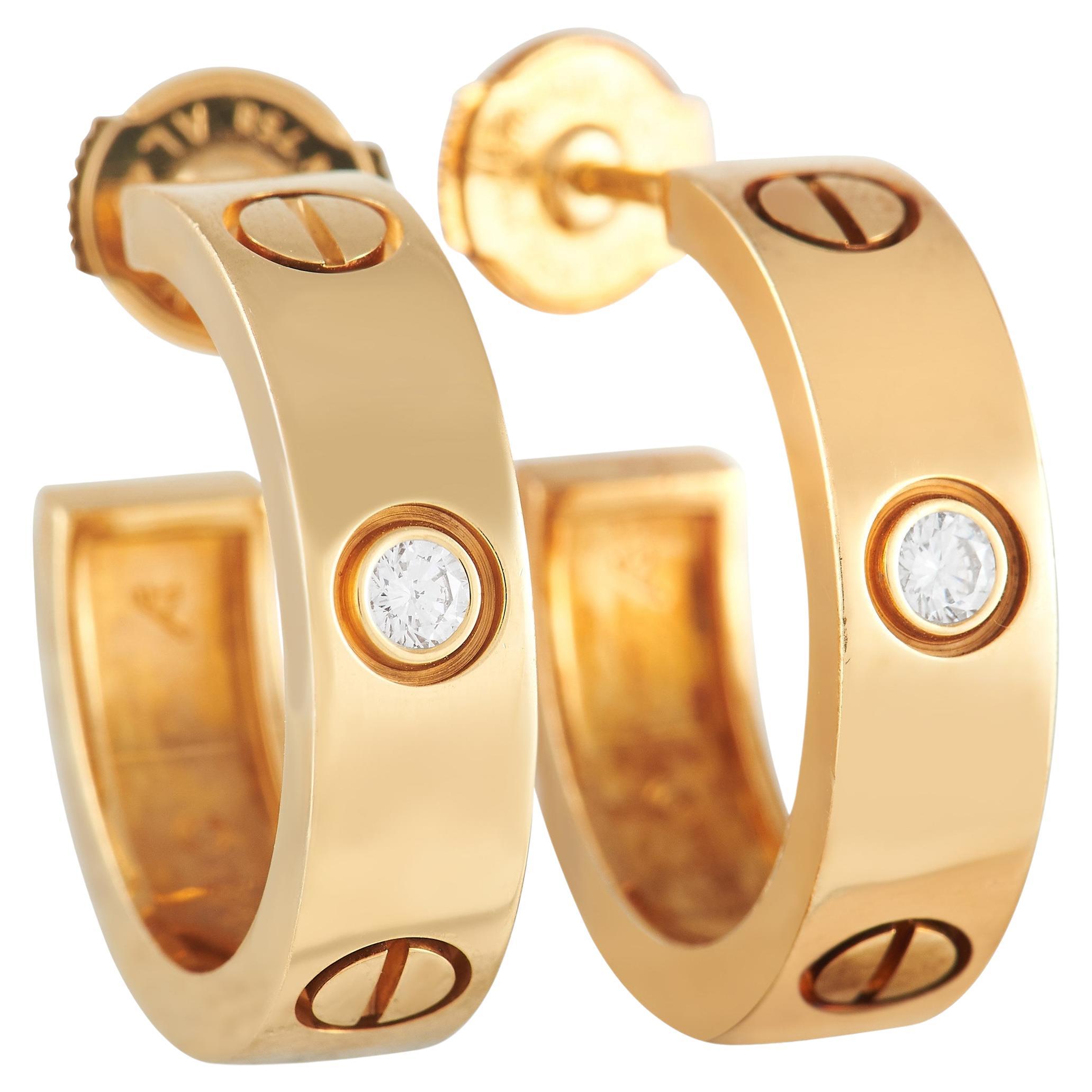 Cartier LOVE 18K Yellow Gold Earrings For Sale at 1stDibs