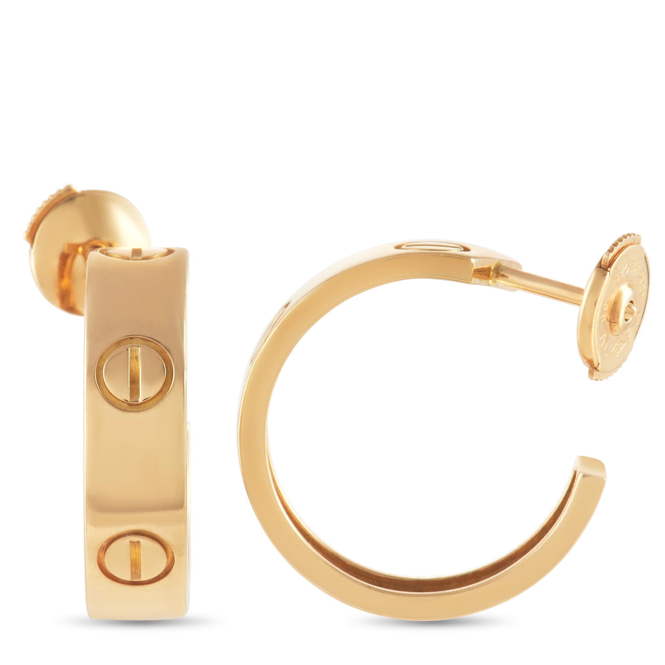 Cartier Love 18K Yellow Gold Hoop Earrings For Sale at 1stDibs