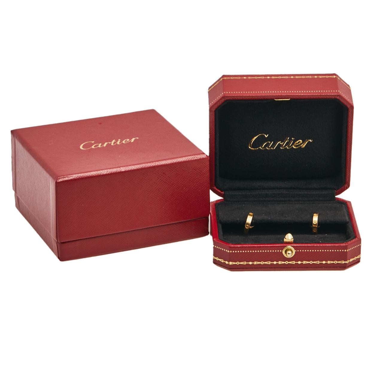 Contemporary Cartier Love 18k Yellow Gold Hoop Earrings