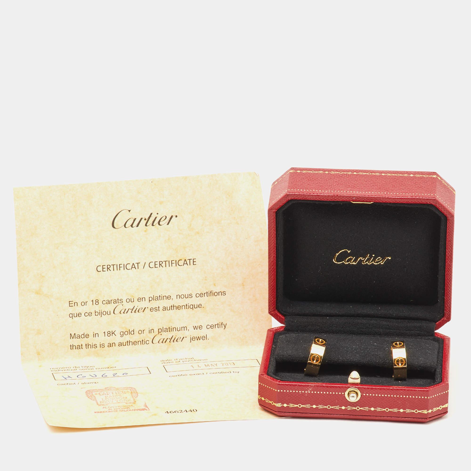 Women's Cartier Love 18K Yellow Gold Hoop Earrings