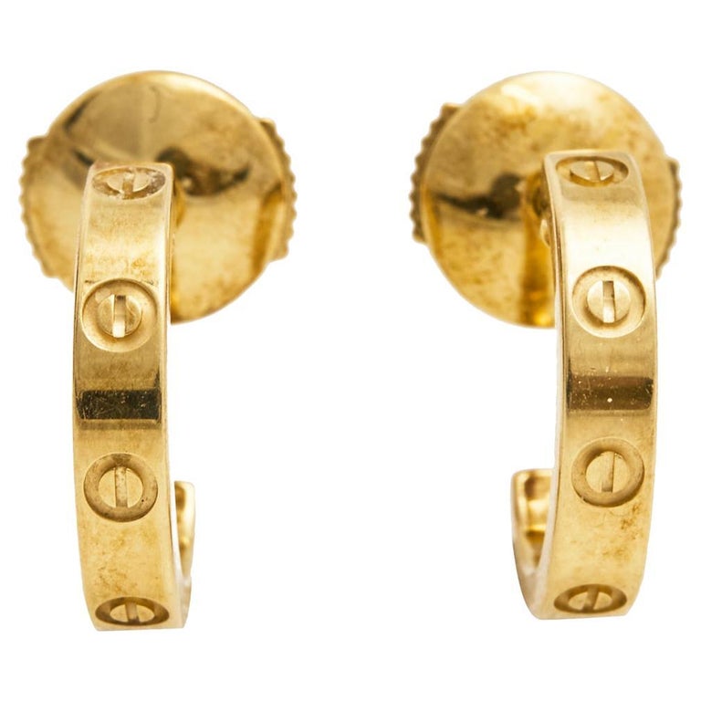 Cartier Love 18k Yellow Gold Hoop Earrings For Sale At 1stdibs