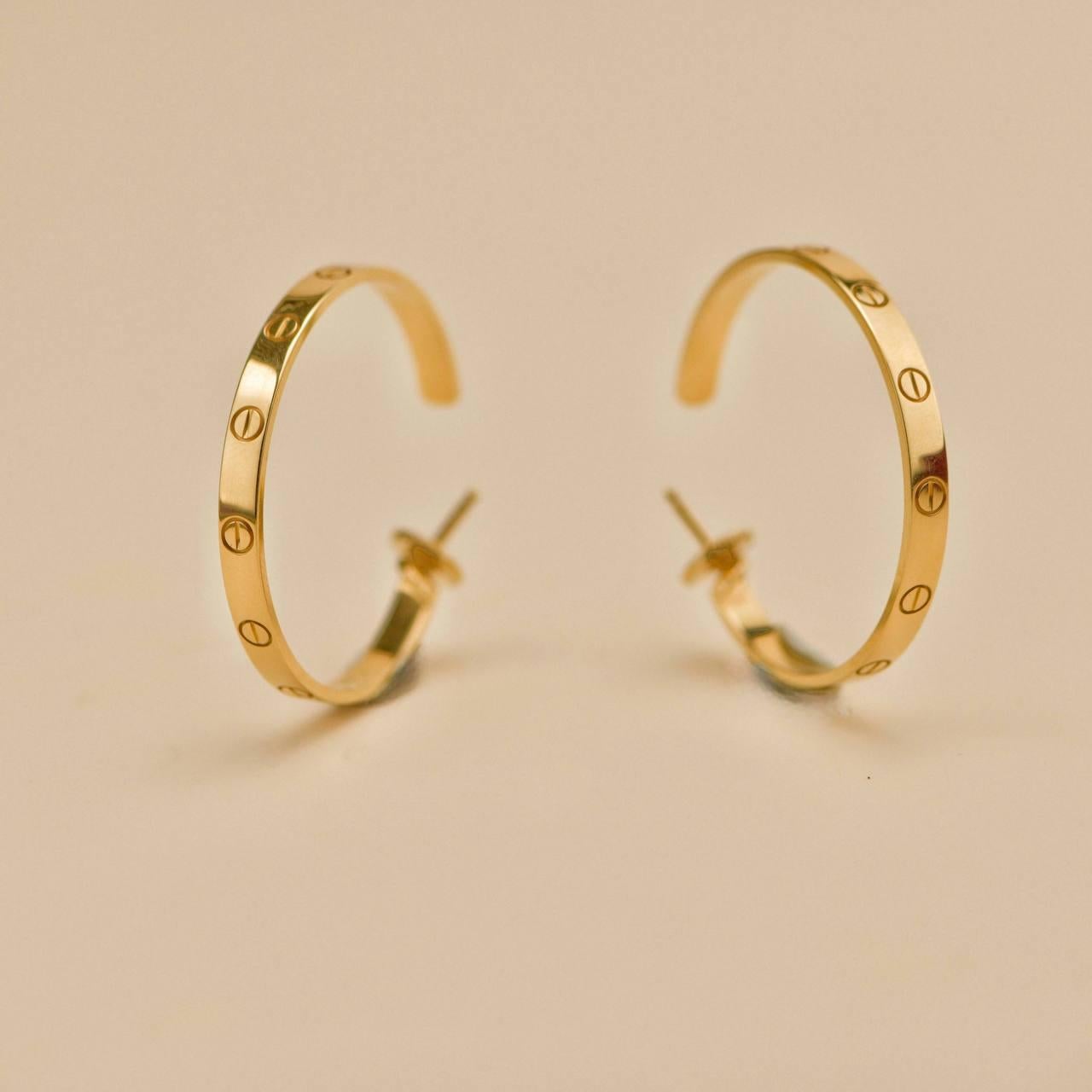 Cartier Love Boucles d'oreilles en or jaune 18 carats grand modèle en vente 2