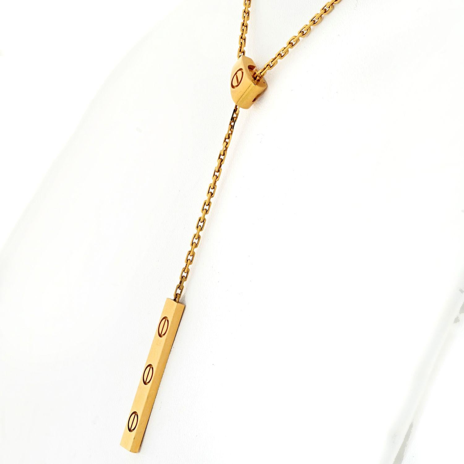 Cartier Love 18K Yellow Gold Lariat Necklace In Excellent Condition In New York, NY