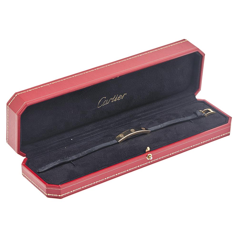 Cartier Love 18k Yellow Gold Leather Bracelet In Good Condition In Dubai, Al Qouz 2