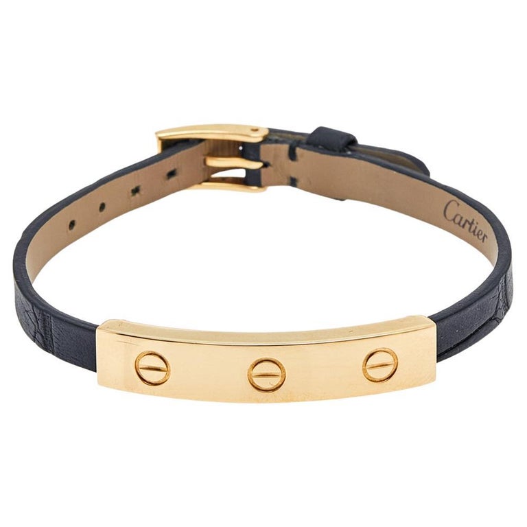 Cartier Love 18k Yellow Gold Leather Bracelet at 1stDibs
