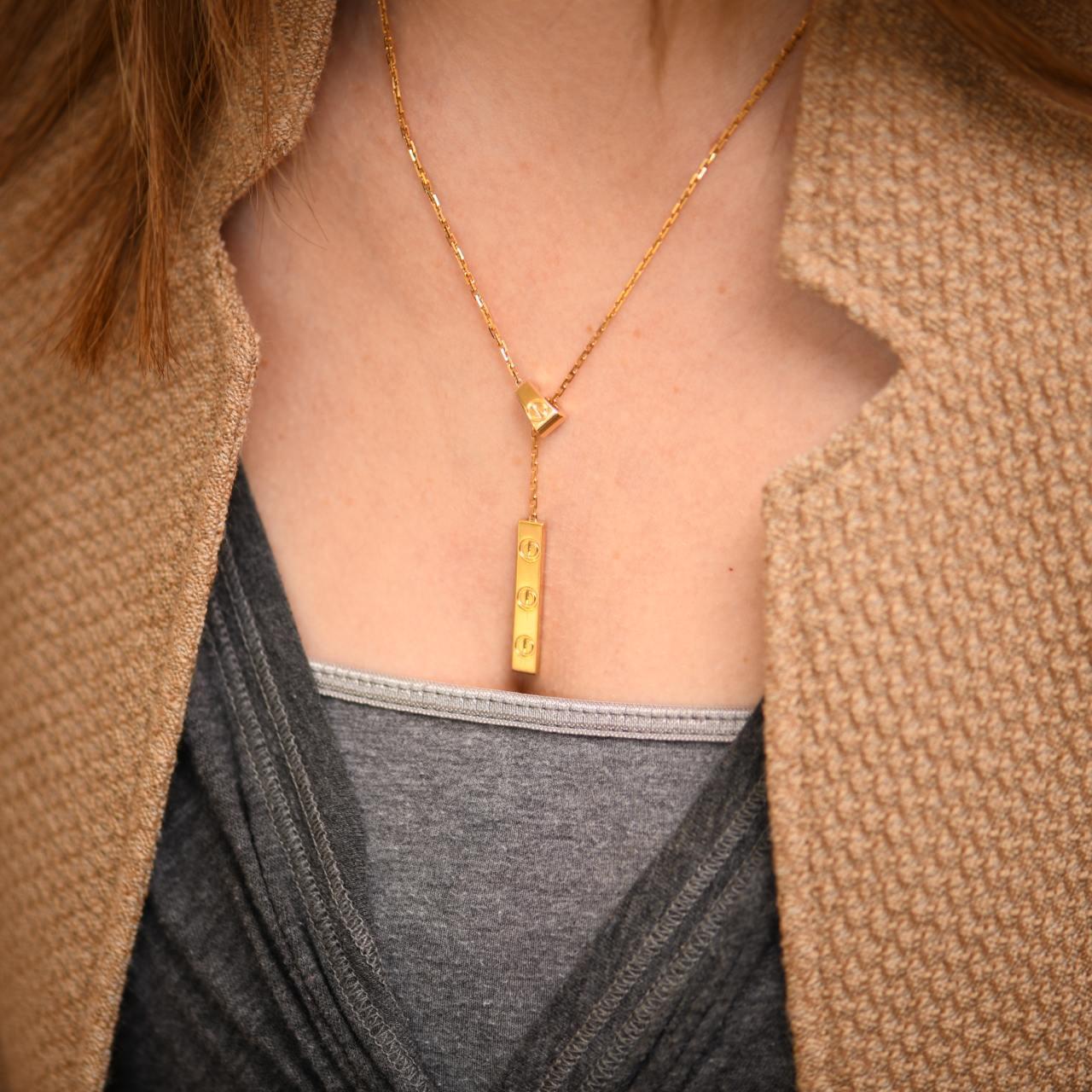 Cartier Love 18k Yellow Gold Long Tassels Pendant Necklace In Excellent Condition In Banbury, GB