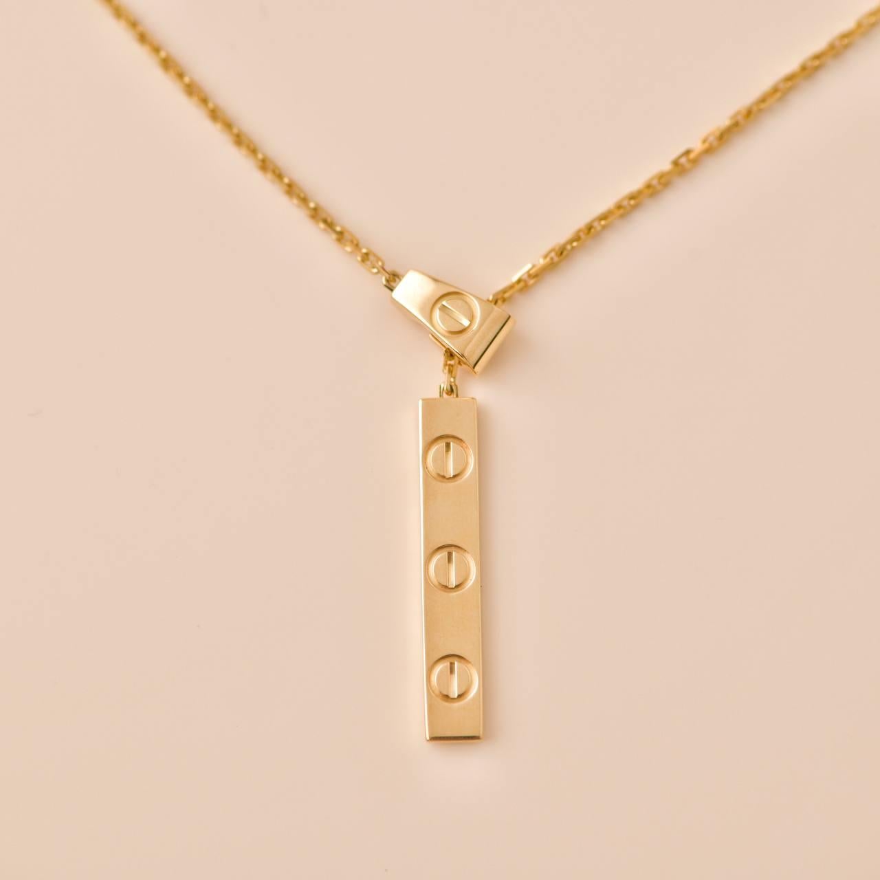 Cartier Love 18k Yellow Gold Long Tassels Pendant Necklace 2