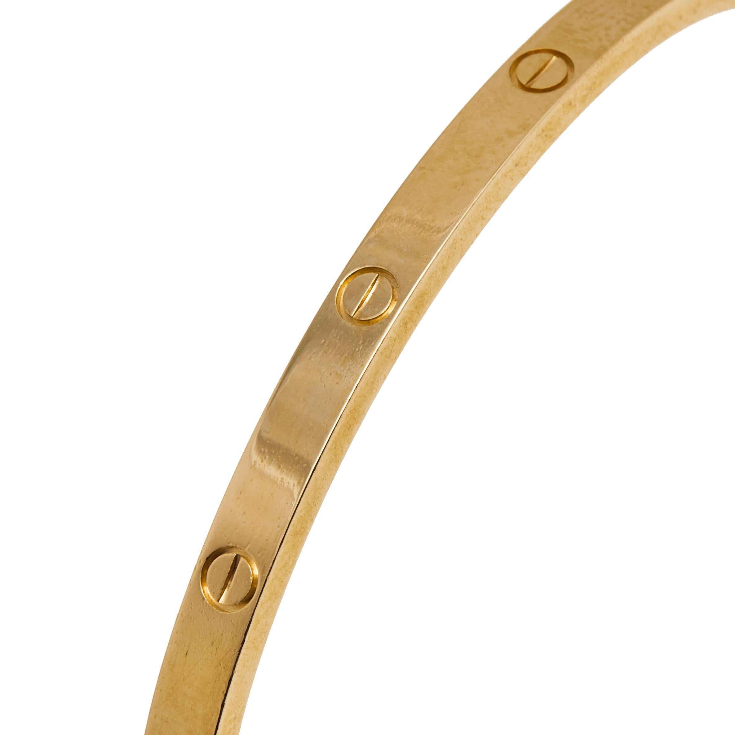 Contemporary Cartier Love 18K Yellow Gold Narrow SM Bracelet 16