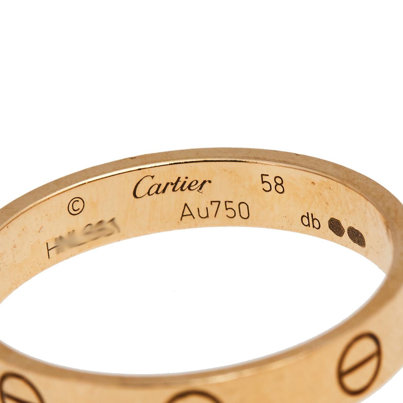 Contemporary Cartier Love 18K Yellow Gold Narrow Wedding Band 58
