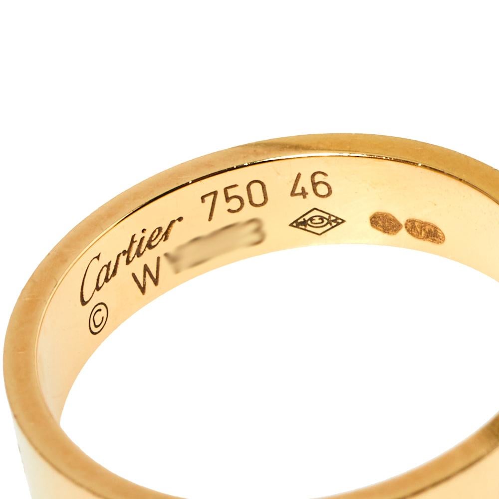 Cartier Love 18K Yellow Gold Narrow Wedding Band Ring Size 46 In Good Condition In Dubai, Al Qouz 2