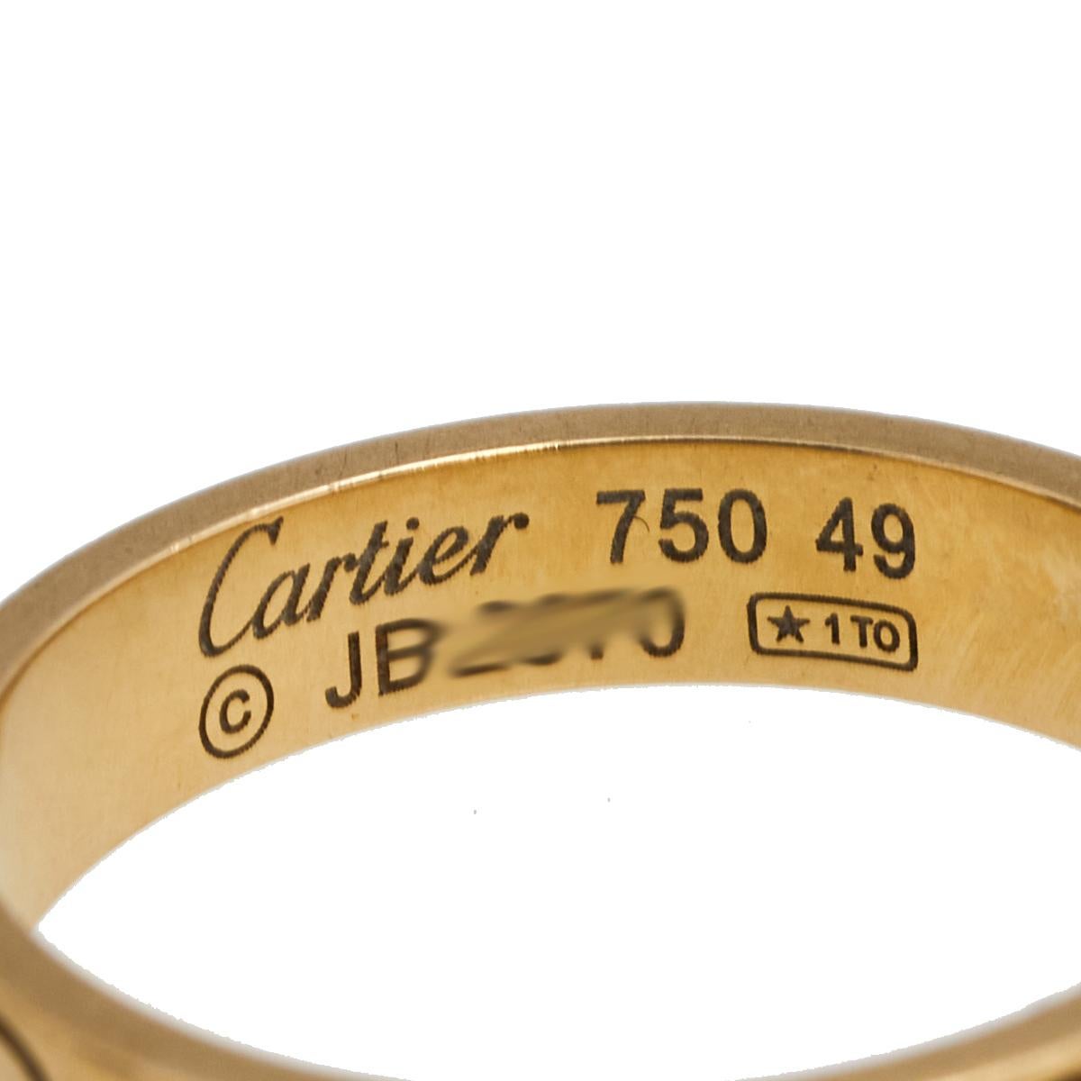 Cartier Love 18K Yellow Gold Narrow Wedding Band Ring Size 49 2