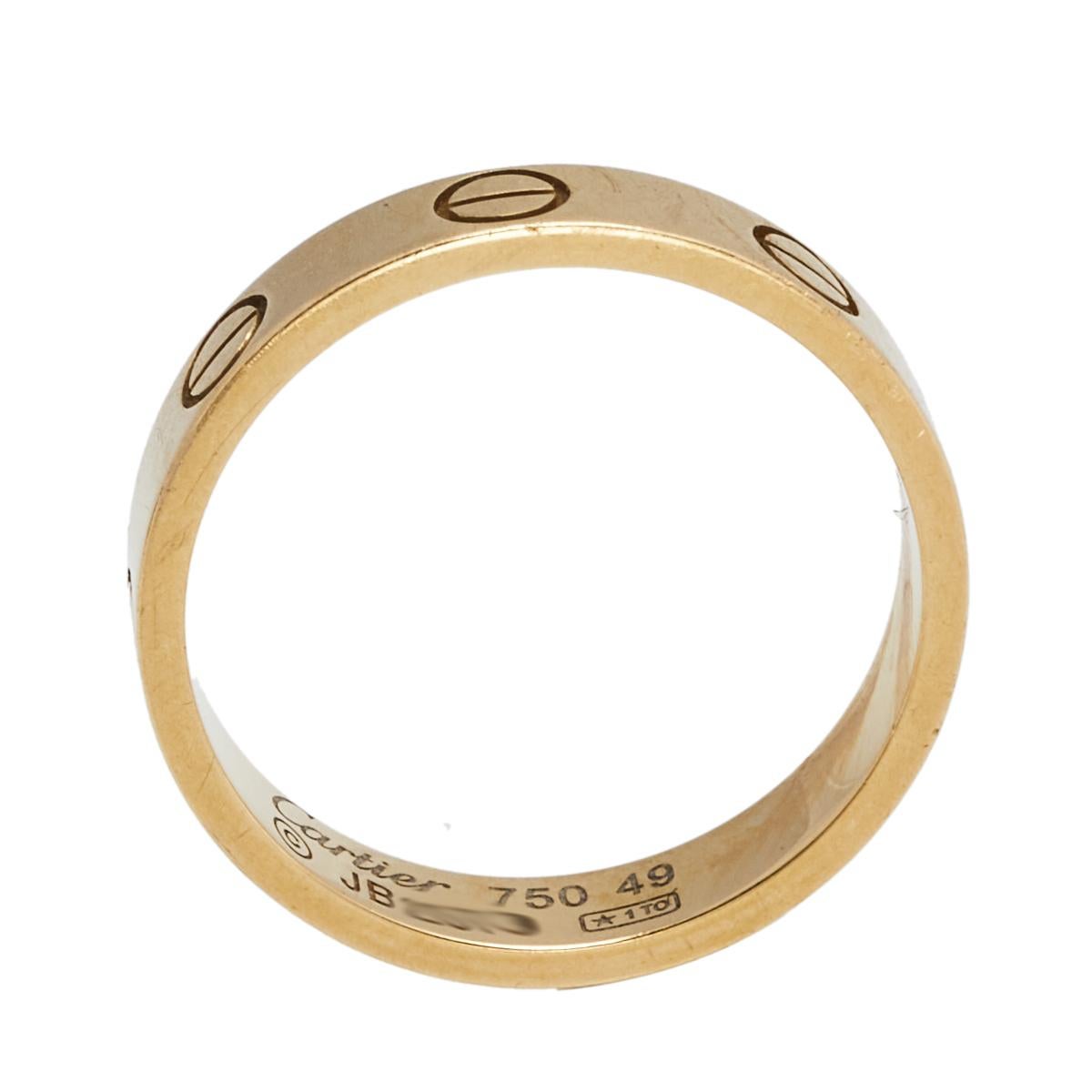 Cartier Love 18K Yellow Gold Narrow Wedding Band Ring Size 49 3