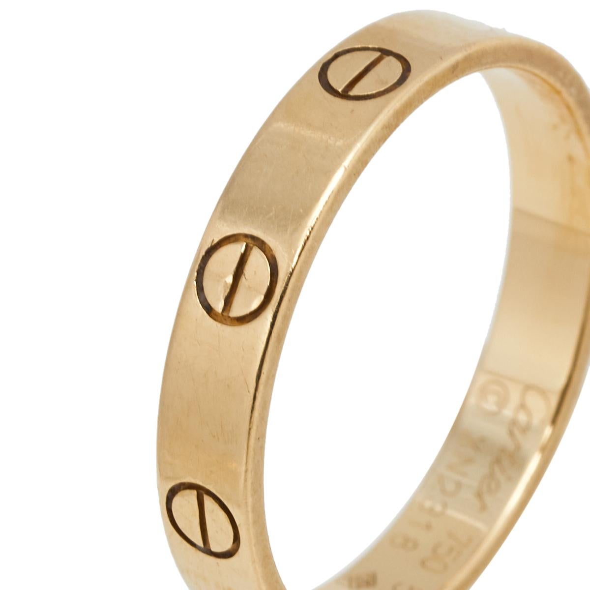 Cartier Love 18K Yellow Gold Narrow Wedding Band Ring Size 49 1
