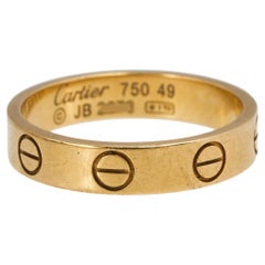 Cartier Love 18K Yellow Gold Narrow Wedding Band Ring Size 49