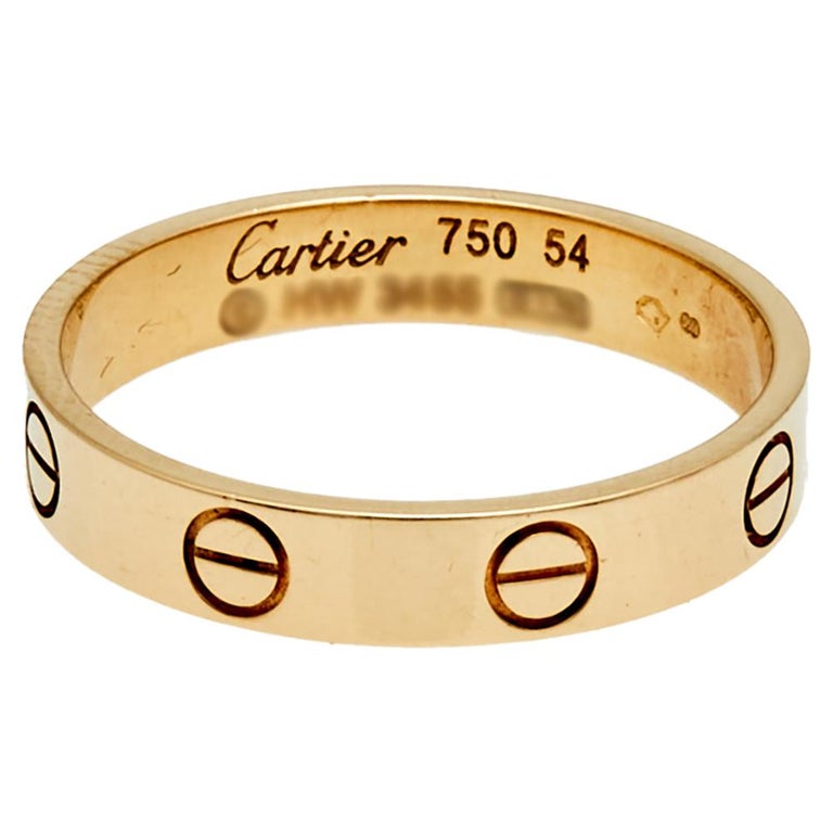 Cartier Love 18K Yellow Gold Narrow Wedding Band Ring Size 54 For Sale at 1stDibs