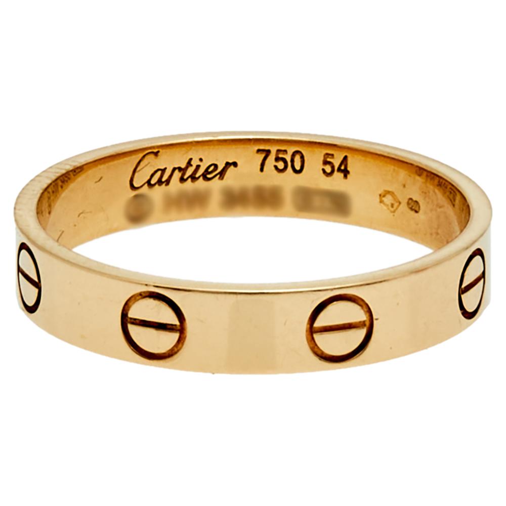 Women's Cartier Love 18K Yellow Gold Narrow Wedding Band Ring Size 54