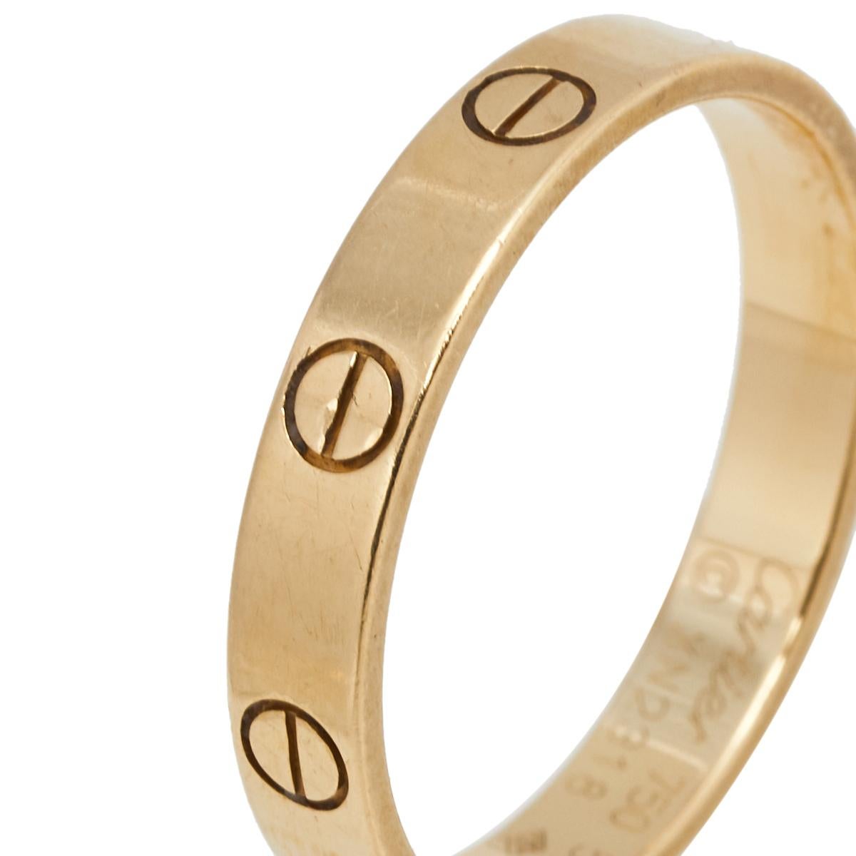 Cartier Love 18K Gelbgold Schmaler Ehering Größe 59 Damen