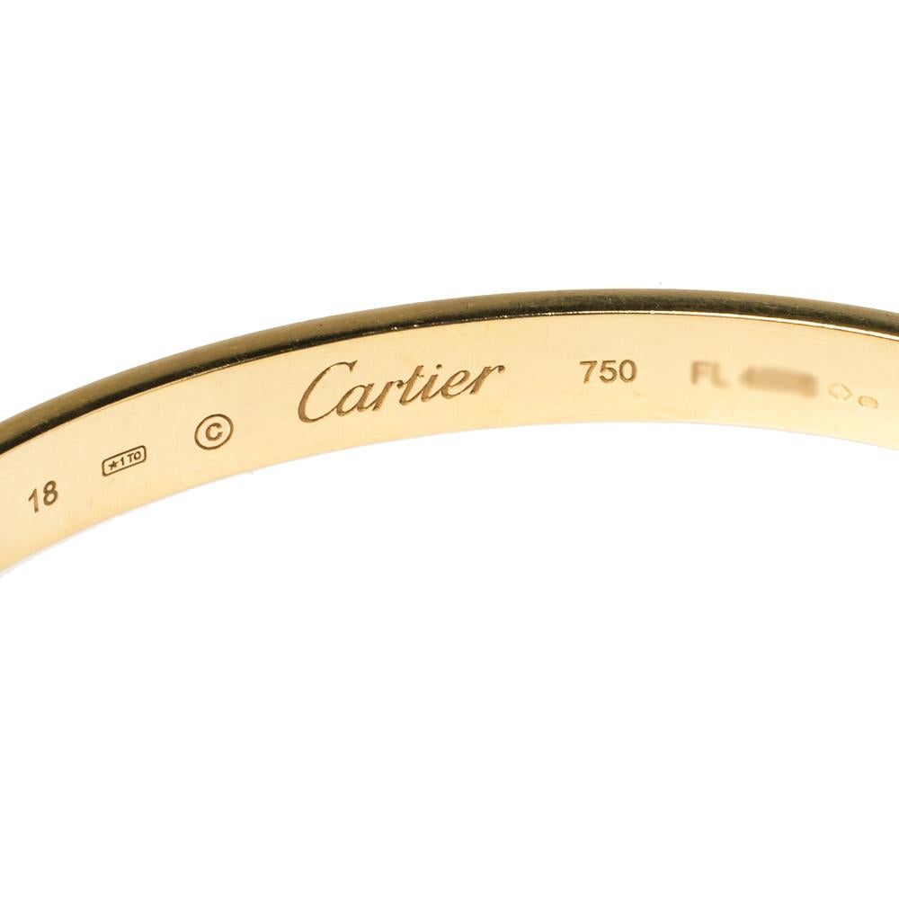 Contemporary Cartier LOVE 18K Yellow Gold Open Cuff Bracelet 18