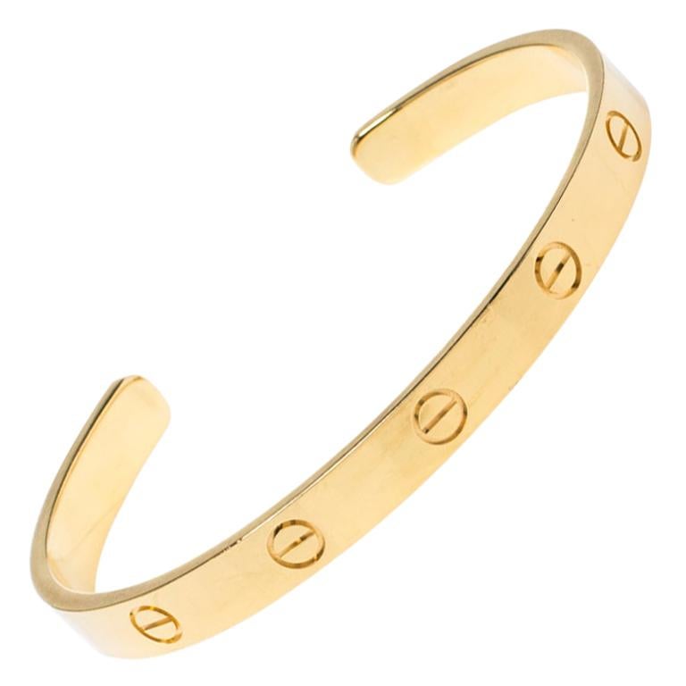 Cartier LOVE 18K Yellow Gold Open Cuff Bracelet 18