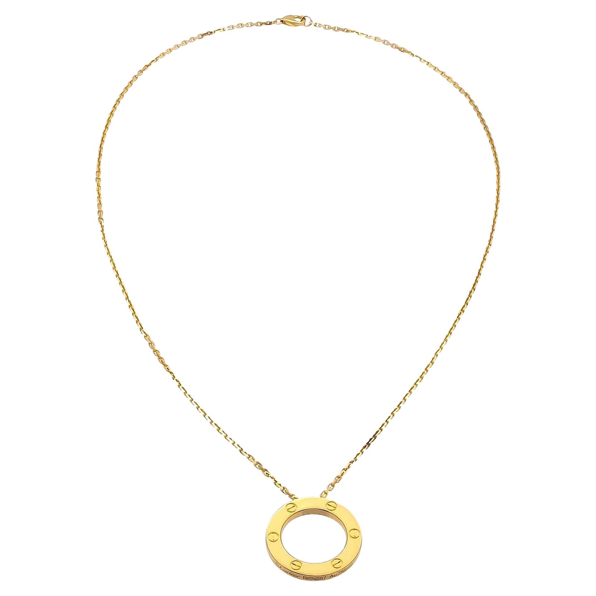 Cartier Love 18K Yellow Gold Pendant Necklace 18"Long
