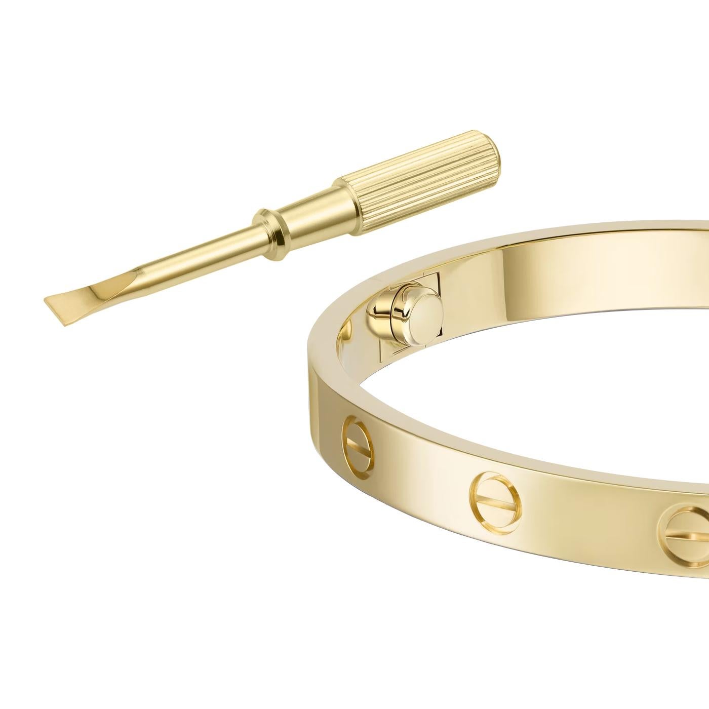 Cartier Love 18 Karat Gelbgold Größe 16 mit Schraubenzieher-Armband im Zustand „Gut“ im Angebot in Aventura, FL