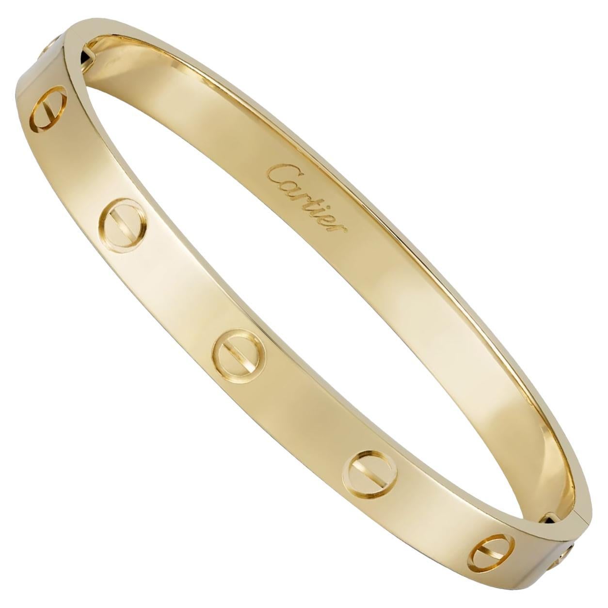 Cartier Love 18 Karat Gelbgold Größe 16 mit Schraubenzieher-Armband im Angebot