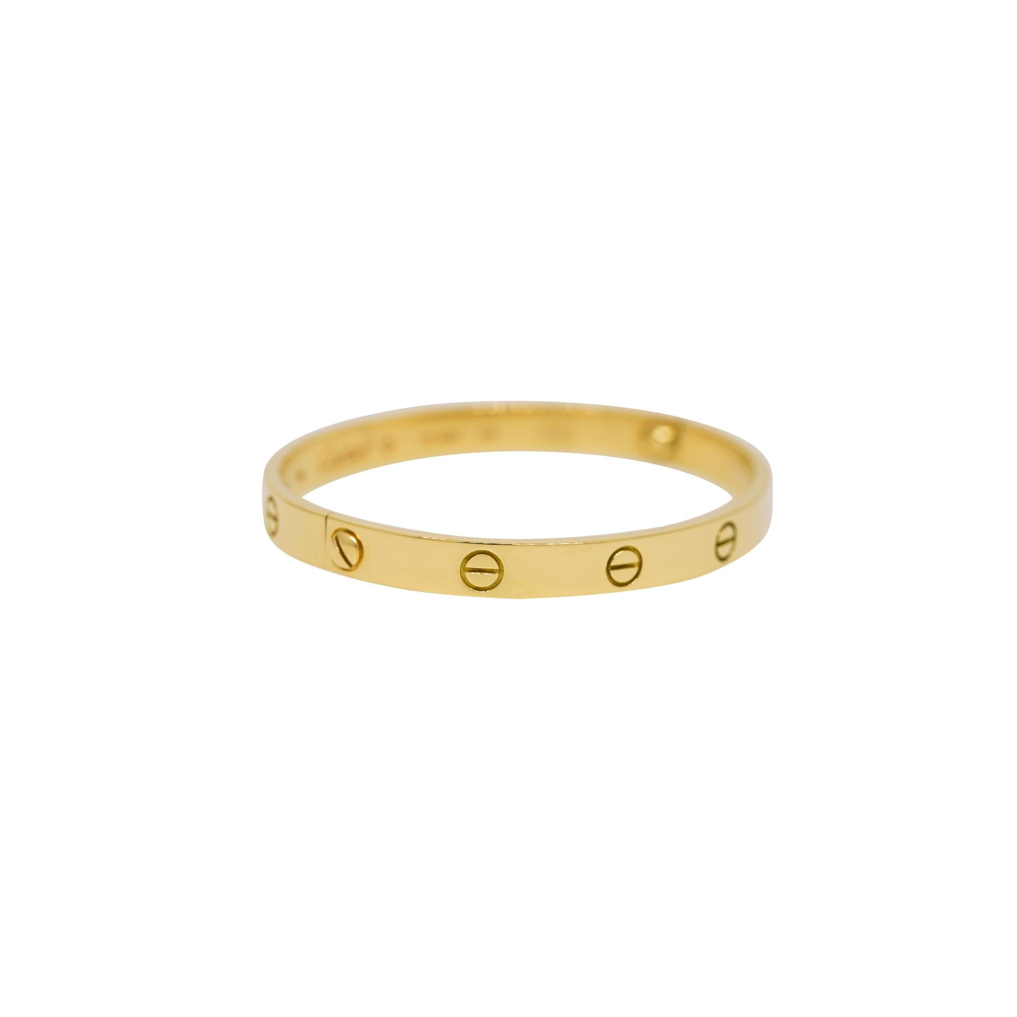 Cartier LOVE 18k Gelbgold Größe 18 Armspange Armband (Moderne) im Angebot