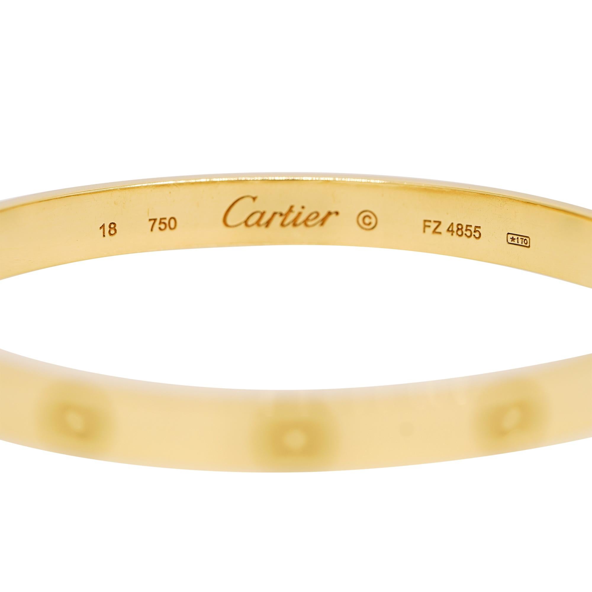 Cartier LOVE 18k Gelbgold Größe 18 Armspange Armband für Damen oder Herren im Angebot