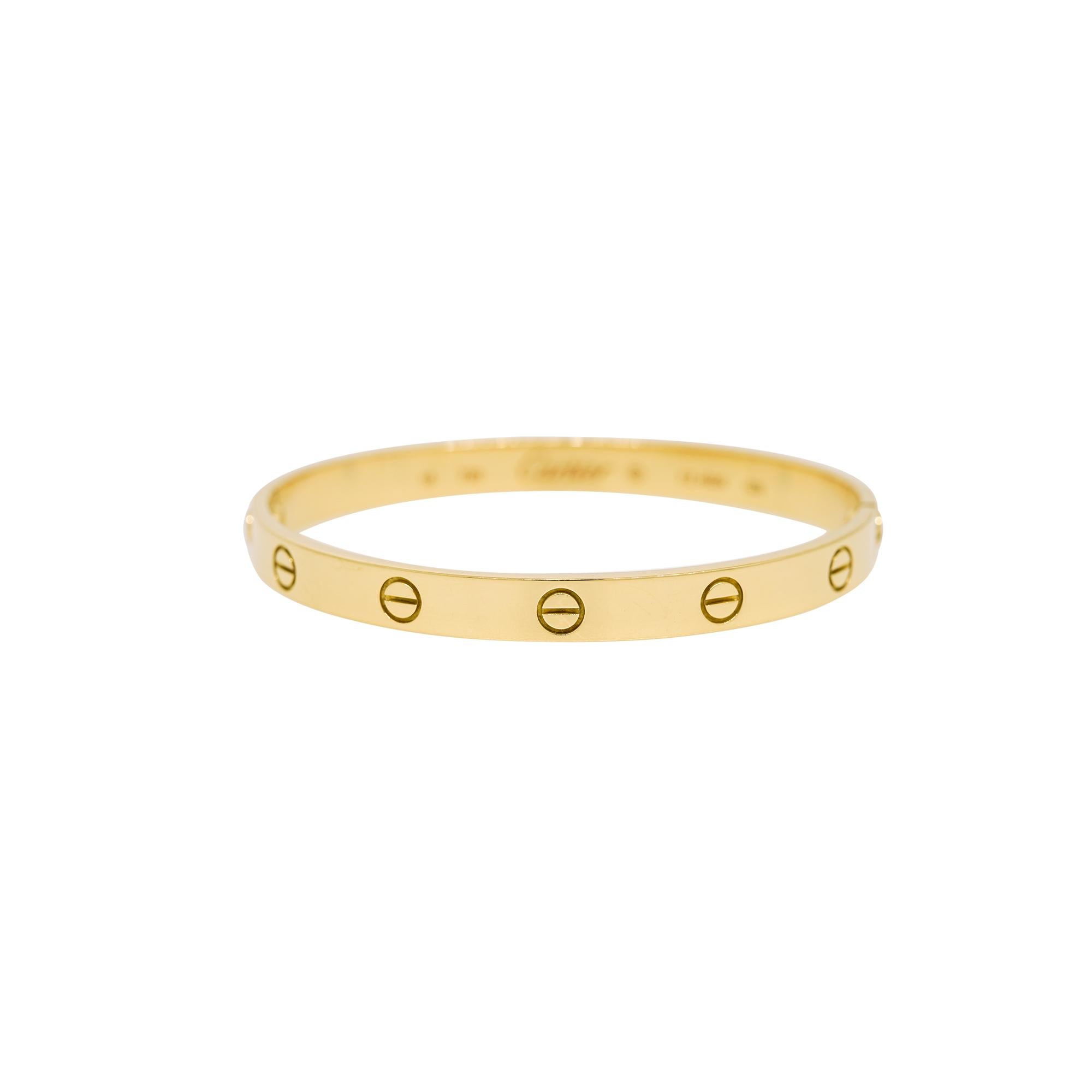 Cartier LOVE 18k Gelbgold Größe 18 Armspange Armband im Angebot 1