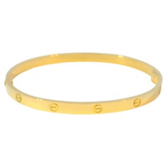 Cartier LOVE 18k Yellow Gold Size 20 Thin Bangle Bracelet In Stock