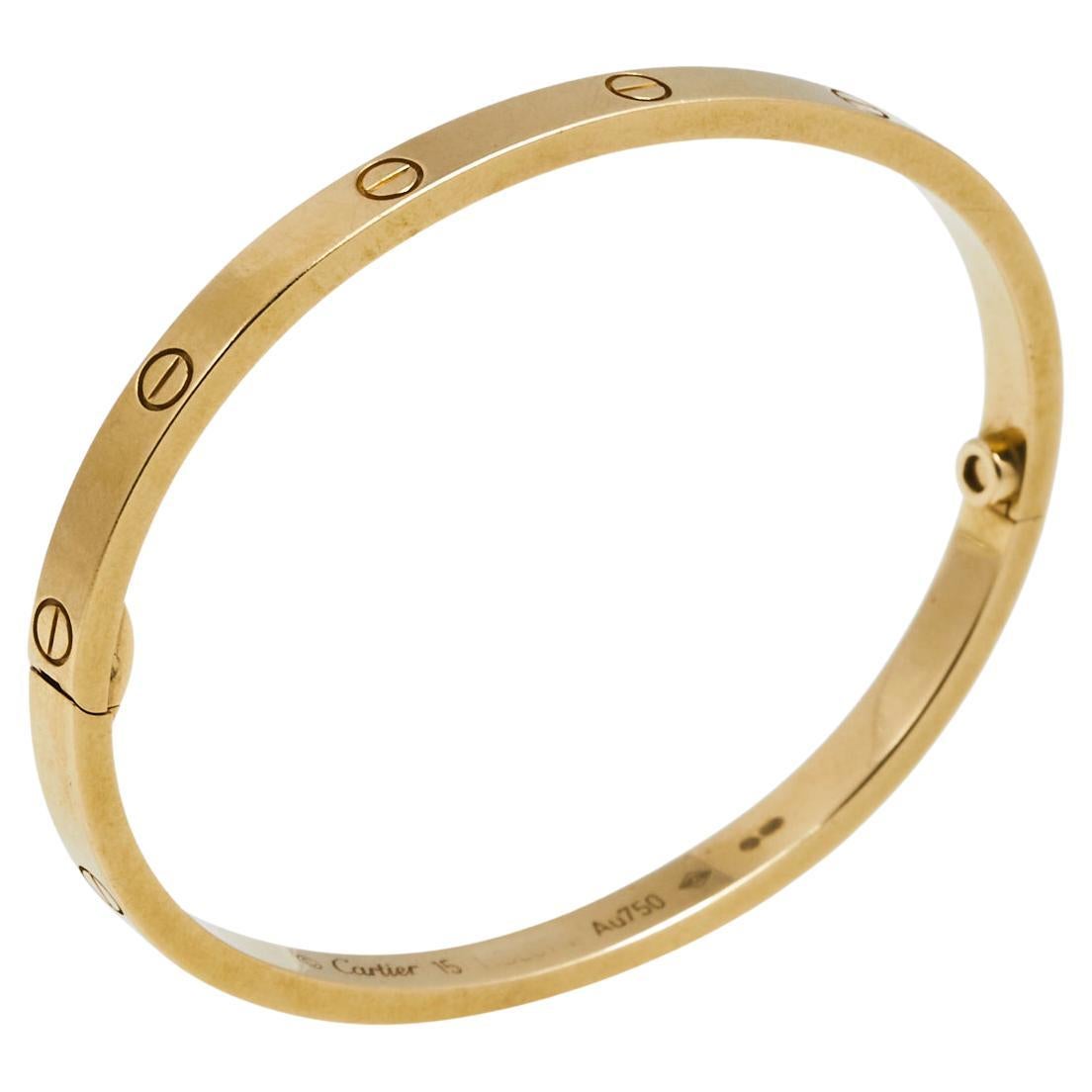 Cartier Love 18K Yellow Gold SM Narrow Bracelet 15