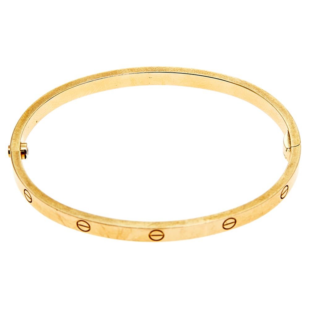 We fell in love with this Cartier Love bracelet at first glance. Look at its gorgeous yet subtle accents and picture how it will beautifully sit on your wrist and charm your peers. The creation is crafted from 18K yellow gold and neatly detailed