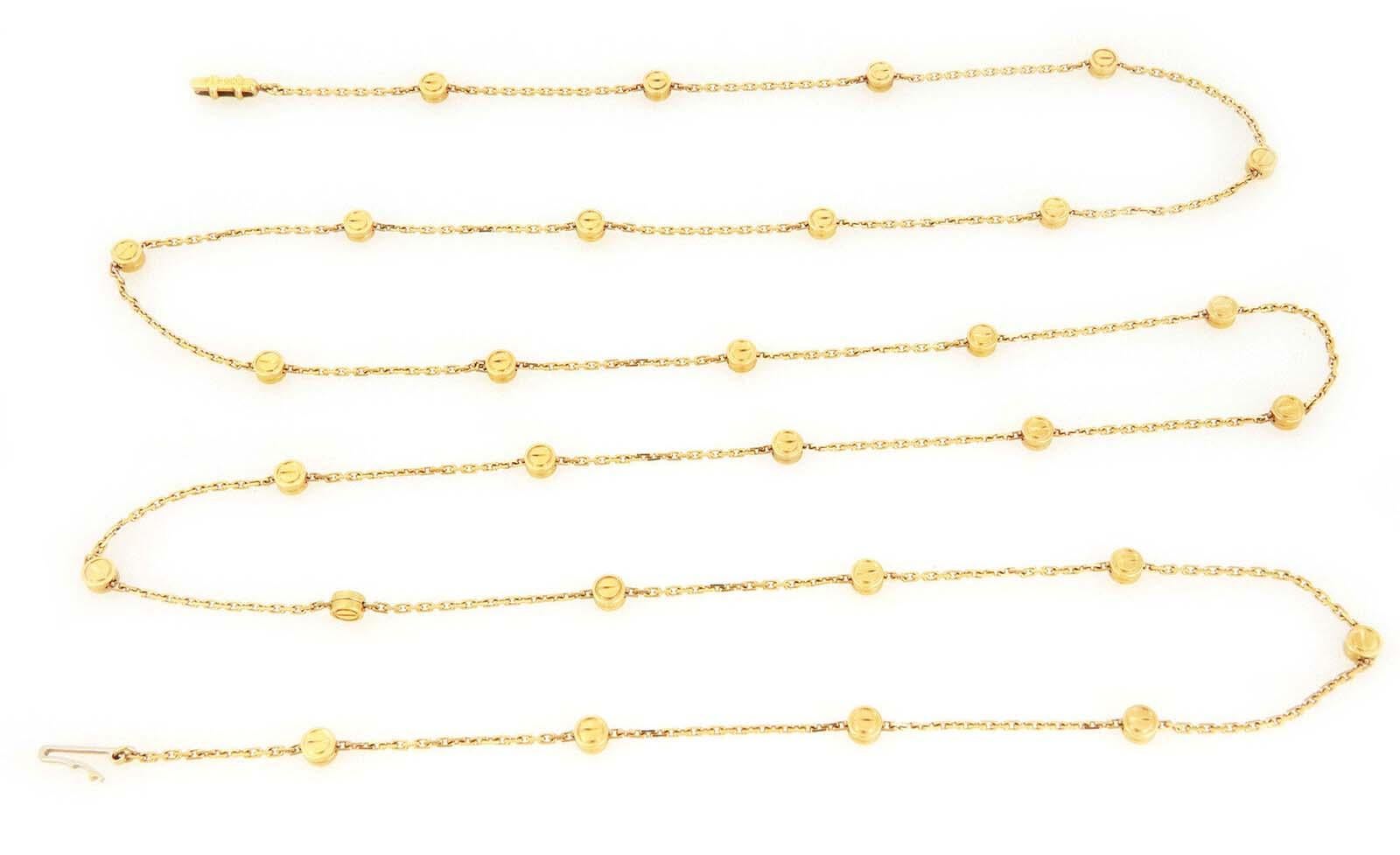Cartier, collier chaîne Stations Love en or jaune 18 carats avec certificat Pour femmes en vente