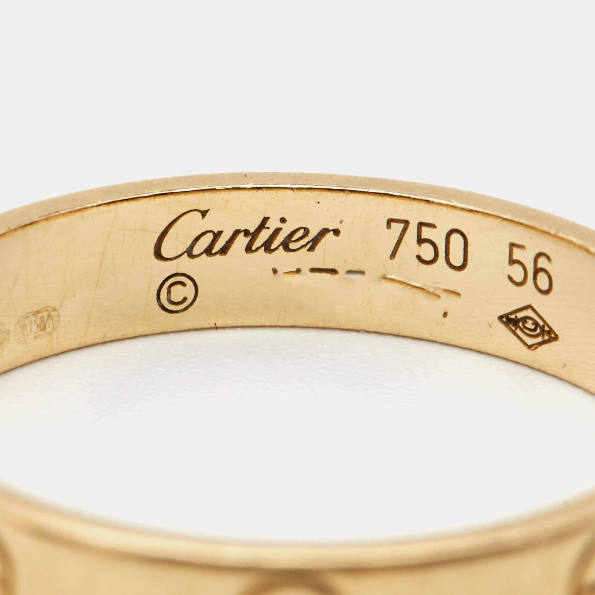 Cartier Love 18k Yellow Gold Wedding Band Ring 56 In Fair Condition In Dubai, Al Qouz 2