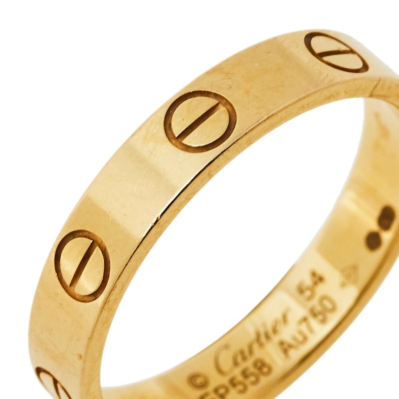Contemporary Cartier Love 18K Yellow Gold Wedding Band Ring Size 54
