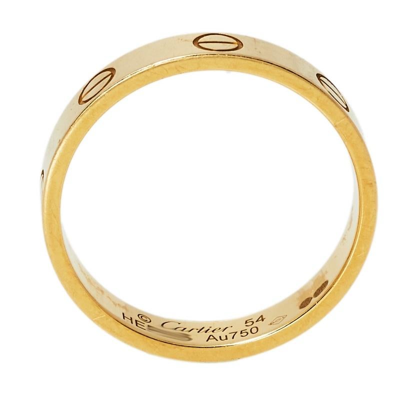 Cartier Love 18K Yellow Gold Wedding Band Ring Size 54 In Fair Condition In Dubai, Al Qouz 2
