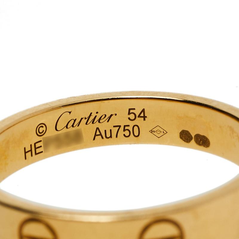 Women's Cartier Love 18K Yellow Gold Wedding Band Ring Size 54