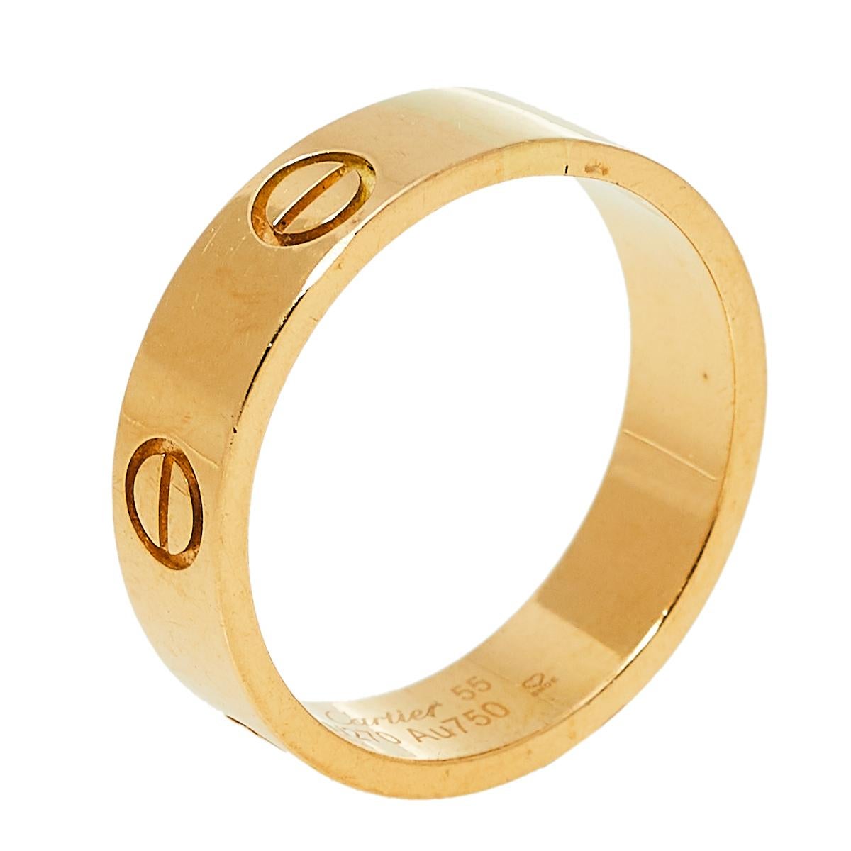 Cartier Love 18K Yellow Gold Wedding Band Ring Size 55