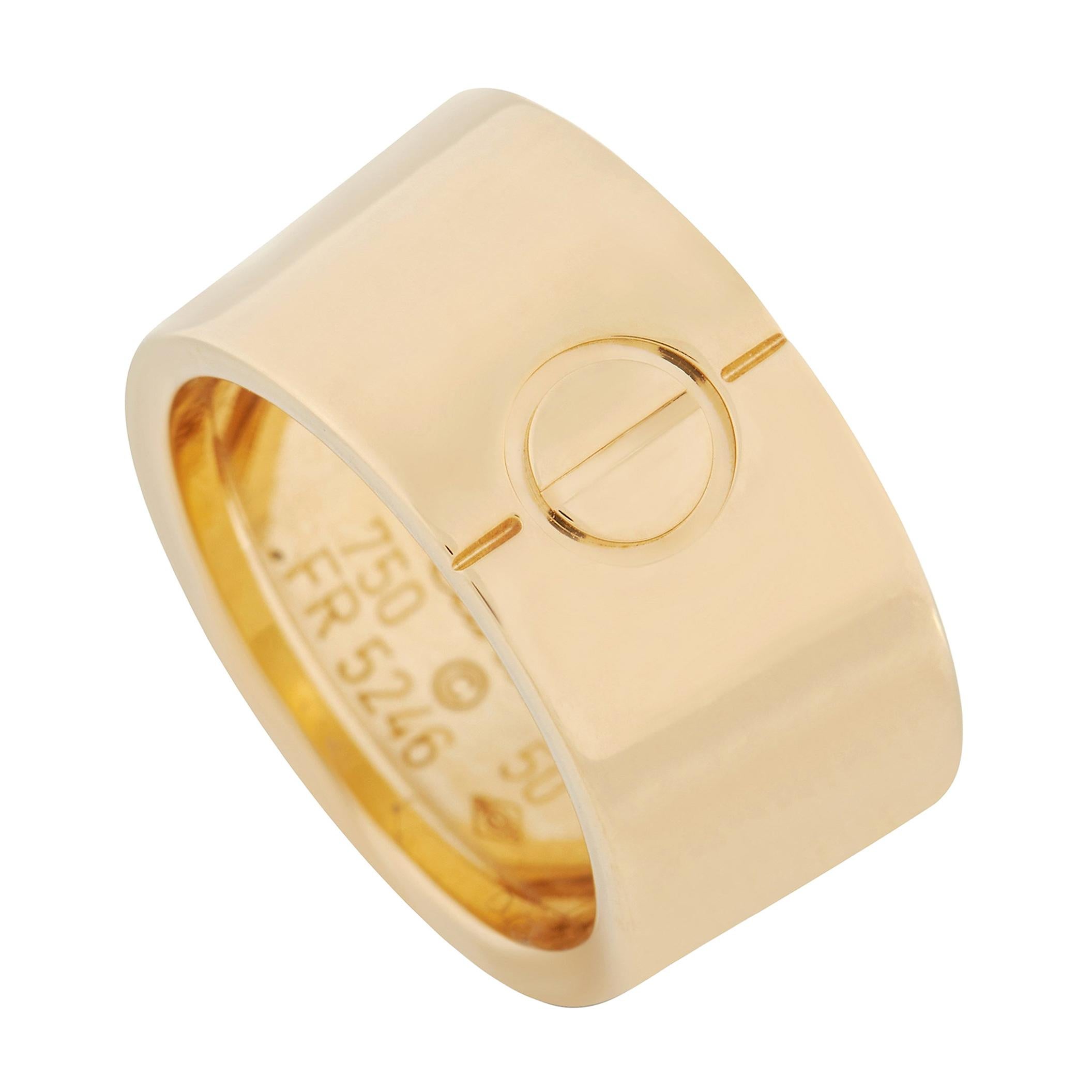 Cartier Love 18k Yellow Gold Wide Band Ring