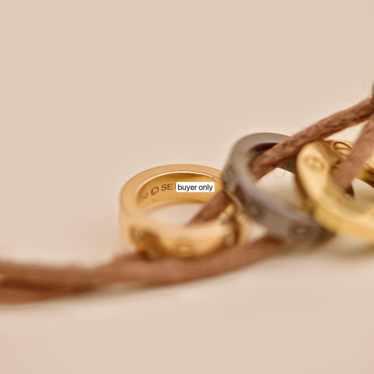 Cartier Love 18k Yellow & Rose 4 Diamond Sèvres Porcelain Brown Cord Bracelet For Sale 4