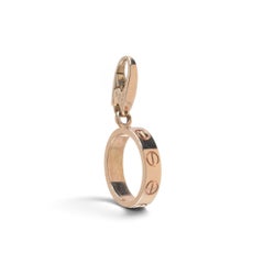 Cartier LOVE 18KT Rose Gold Ring Charm Pendant, Signed and Hallmarked