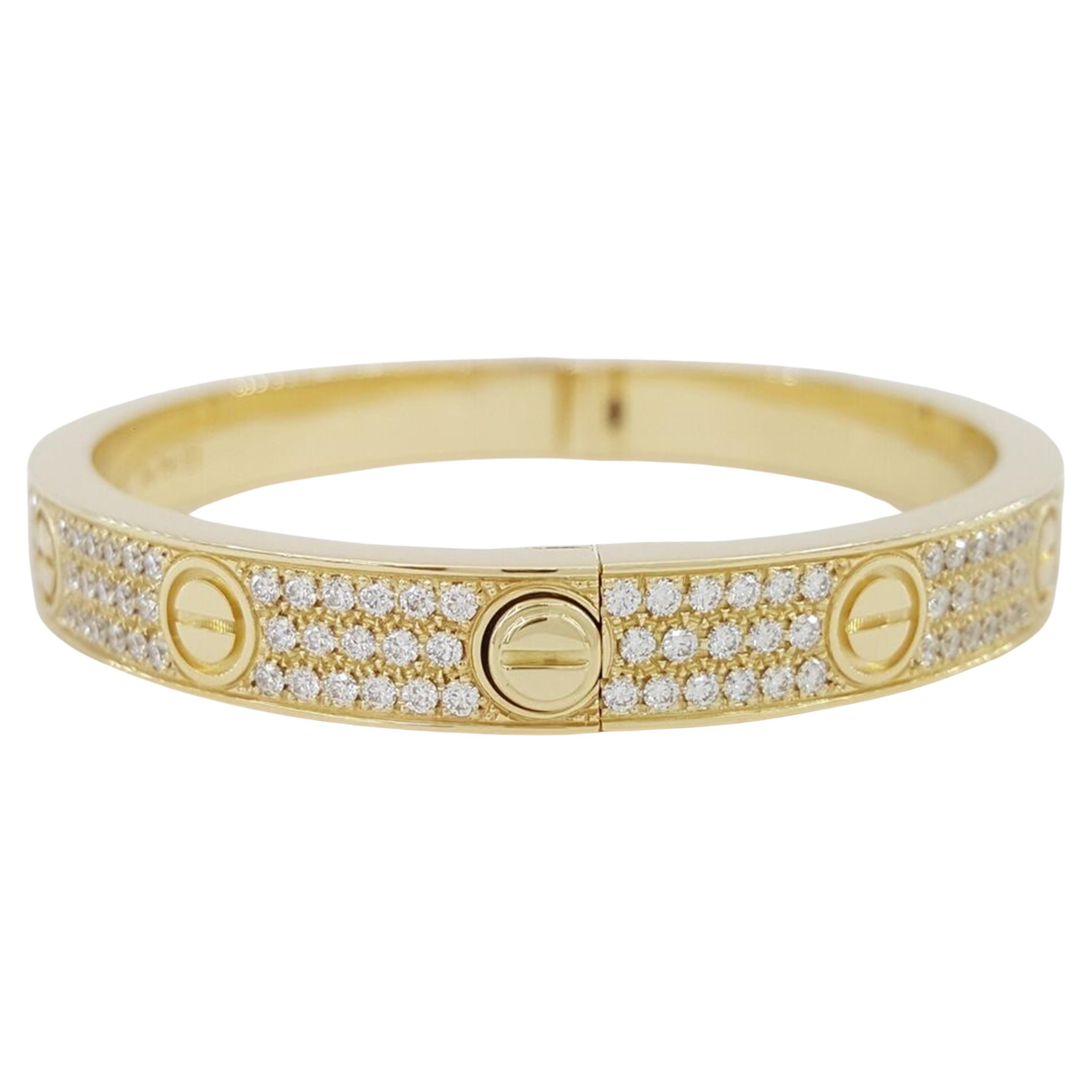 Contemporary Cartier LOVE 2 Carat Diamond 18 Carats Rose Gold Diamond Bracelet