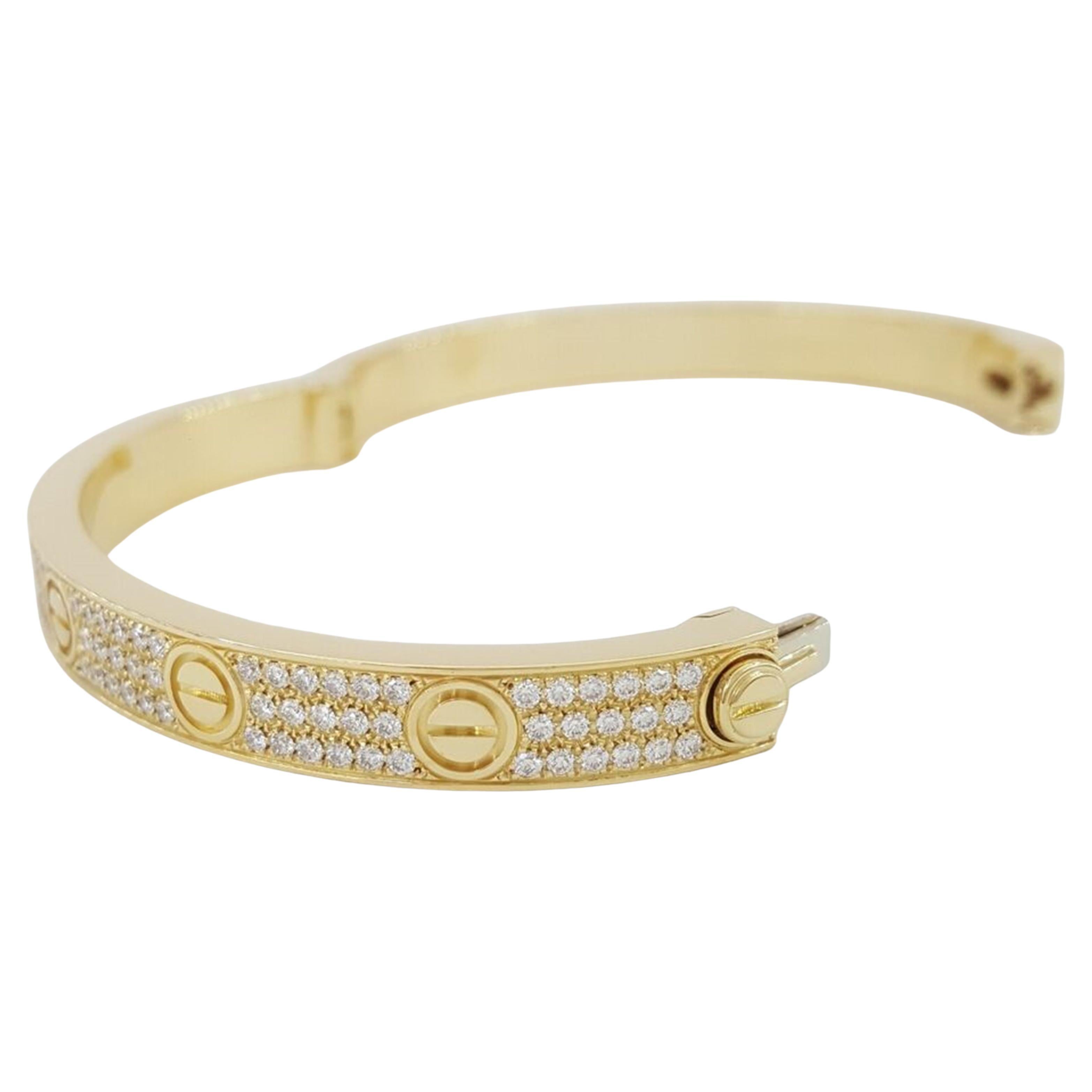 Cartier LOVE 2 Carat Diamond 18 Carats Rose Gold Diamond Bracelet In Excellent Condition In Chicago, IL